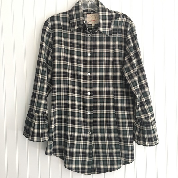 Alicia Bell green plaid button down SIZE 10 - Picture 2 of 8